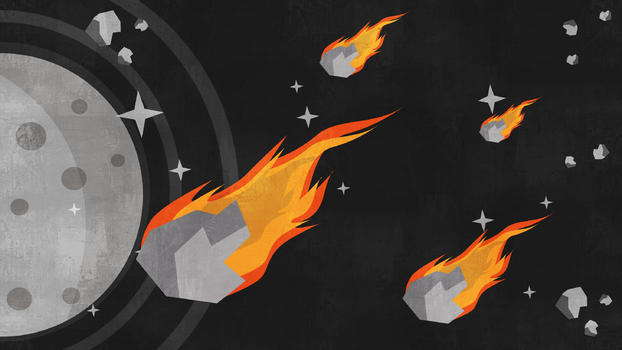 陨石与卫星相撞天体插画图片素材免费下载