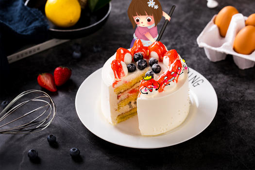 草莓蛋糕女孩图片素材免费下载