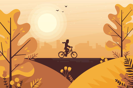 秋天骑自行车的人图片素材免费下载