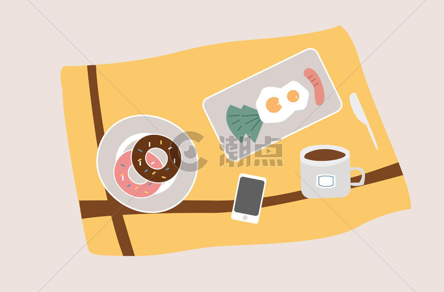居家早餐生活插画图片素材免费下载