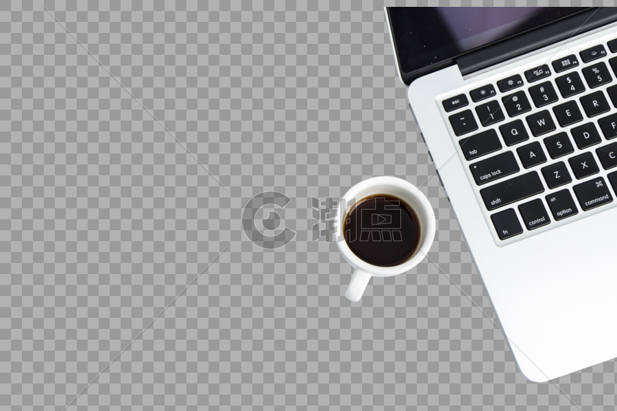 电脑咖啡杯摆设图片素材免费下载