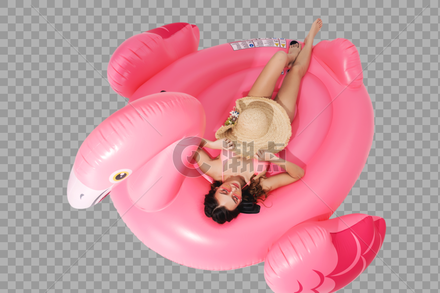 泳装性感美女躺在游泳圈上图片素材免费下载