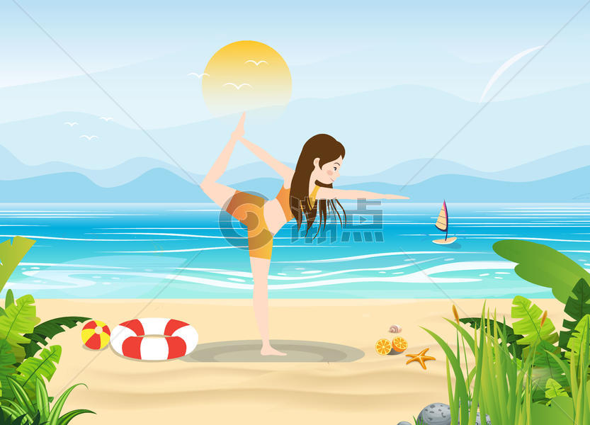 海边瑜伽图片素材免费下载