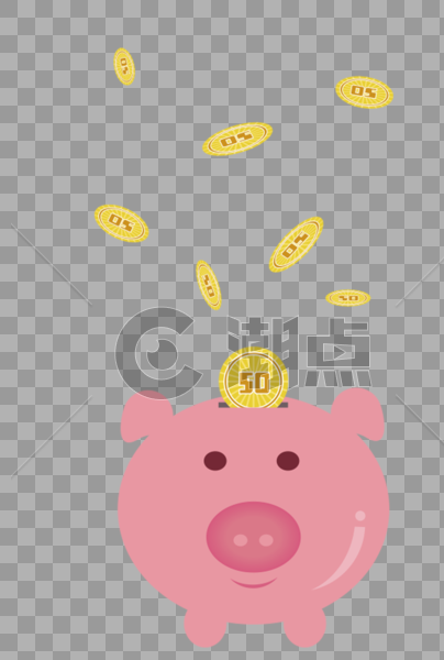 漂浮金币小猪存钱罐图片素材免费下载