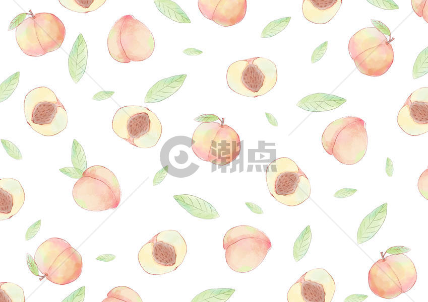 水彩桃子印花背景图片素材免费下载