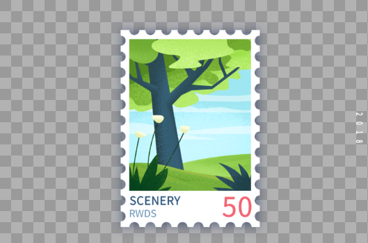 创意邮票插画图片素材免费下载