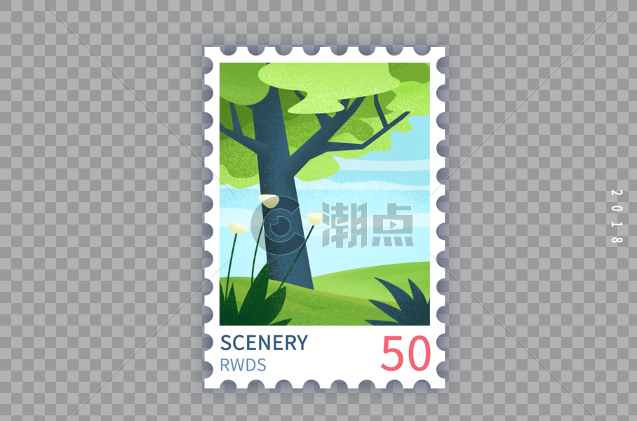 创意邮票插画图片素材免费下载