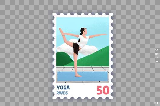 运动创意邮票插画图片素材免费下载