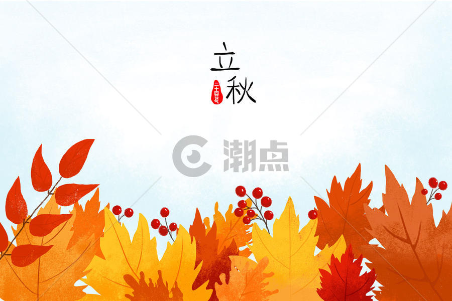 二十四节气立秋枫叶插画背景图图片素材免费下载