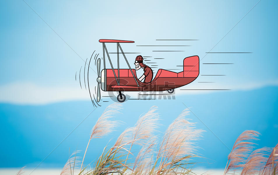 飞机创意摄影插画图片素材免费下载