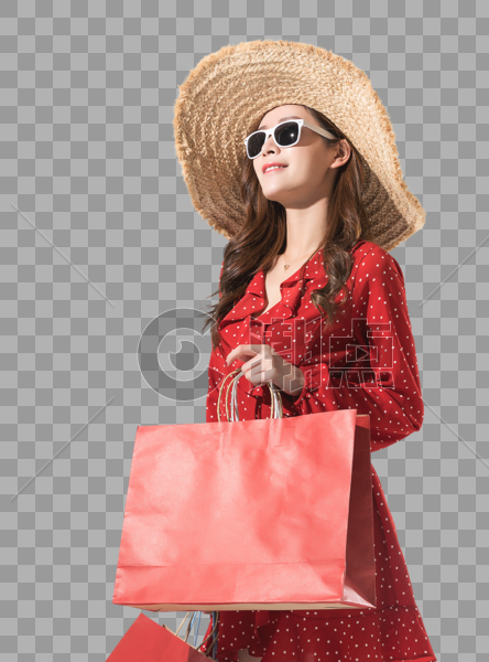 时尚女性夏日购物形象图片素材免费下载