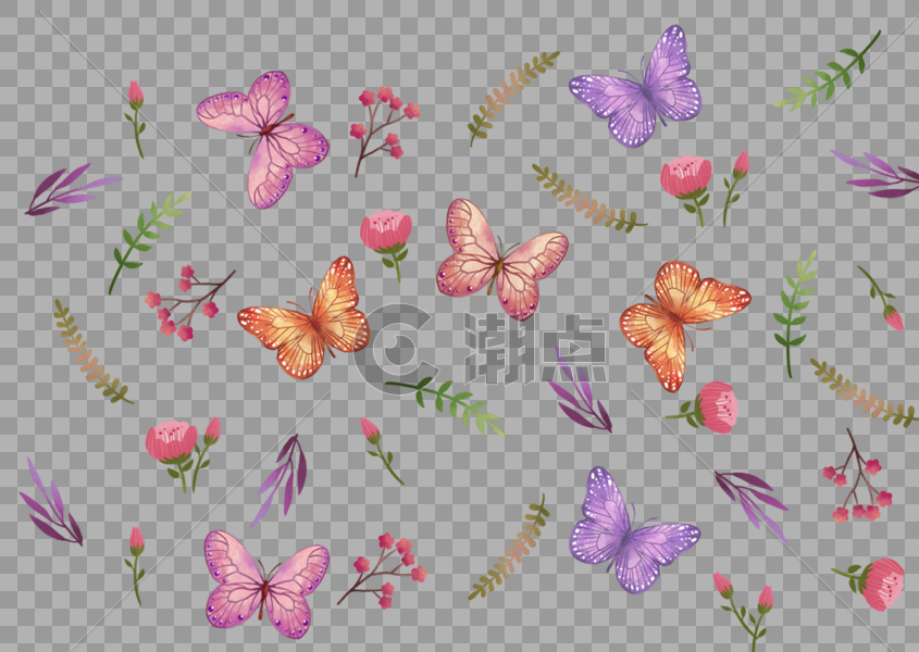 蝴蝶植物底纹图片素材免费下载
