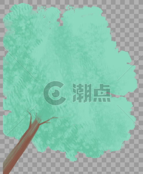 小清新绿色手绘大树图片素材免费下载