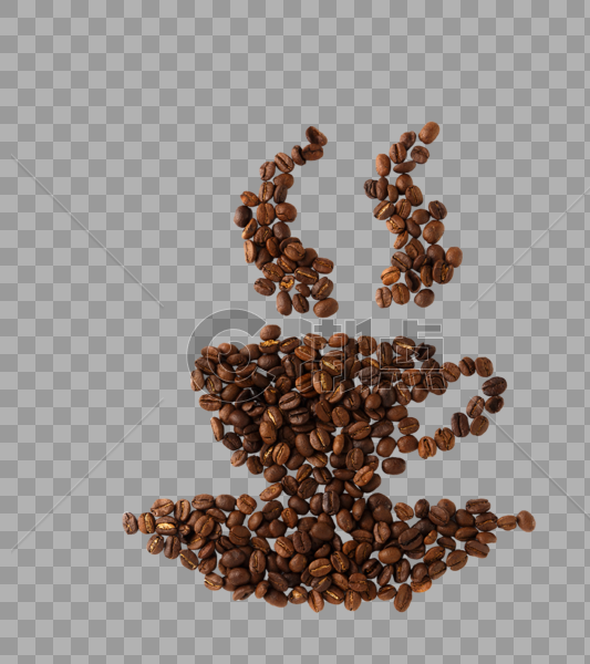 咖啡豆拼成的一杯浓郁的咖啡图片素材免费下载