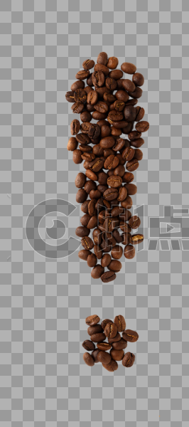 白背景上的咖啡豆感叹号图片素材免费下载