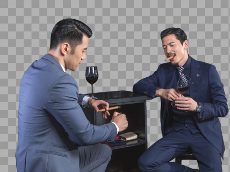 高端商务男士抽雪茄喝红酒图片素材免费下载