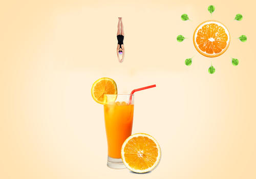 夏日跳橙汁图片素材免费下载