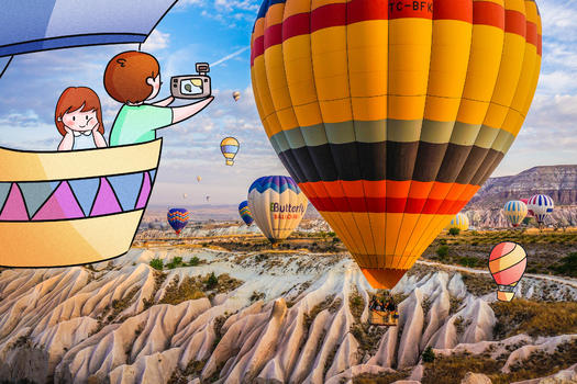 热气球旅行创意摄影插画图片素材免费下载