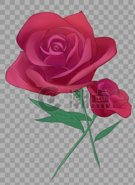 手绘红色玫瑰花图片素材免费下载