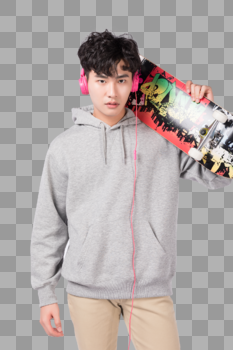 年轻时尚拿着滑板的男生图片素材免费下载
