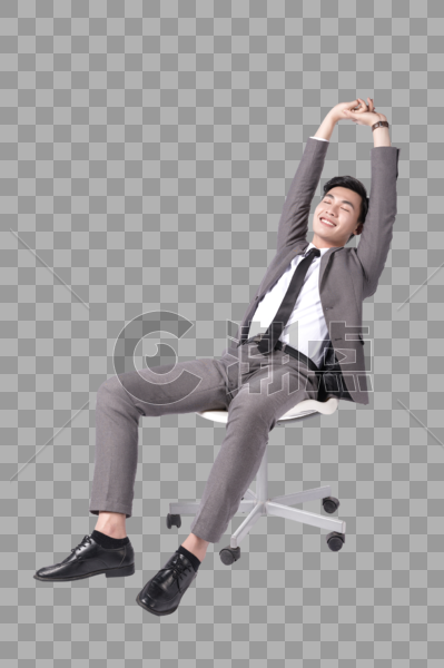 坐在椅子上伸懒腰的商务男士图片素材免费下载