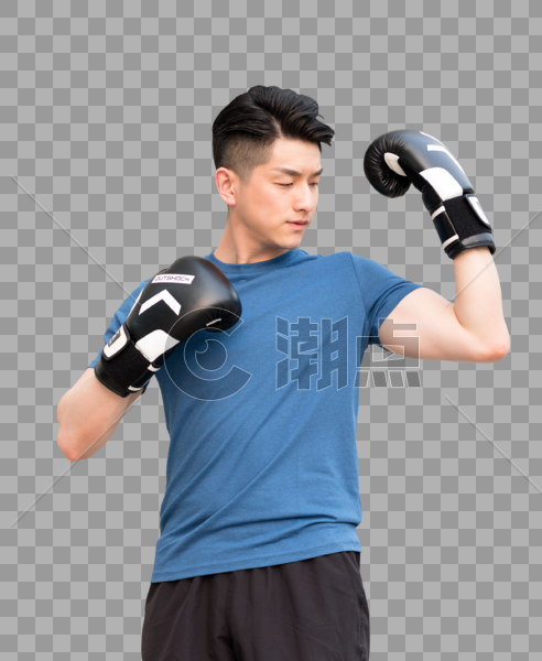 男性户外运动戴拳击手套锻炼图片素材免费下载