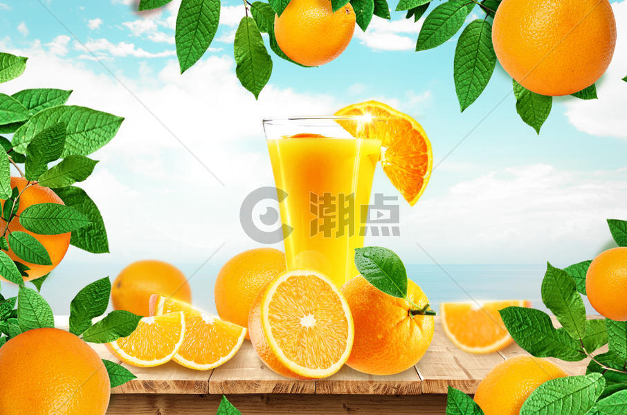 清凉橙汁场景图片素材免费下载