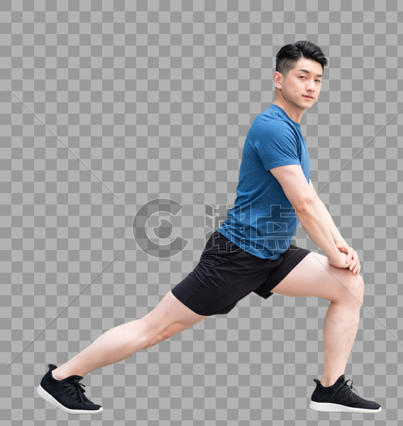 年轻男性户外运动热身压腿拉伸动作图片素材免费下载