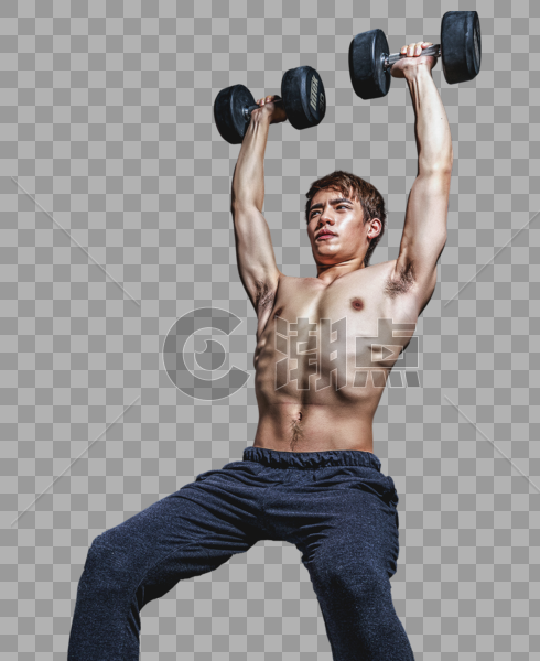 锻炼健身房强壮男性哑铃运动图片素材免费下载