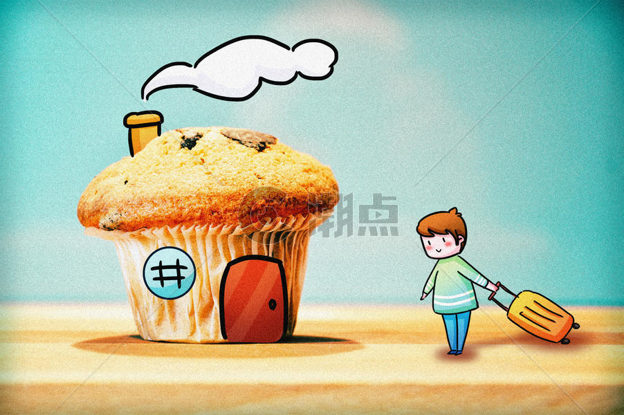 蛋糕小房子创意摄影插画图片素材免费下载
