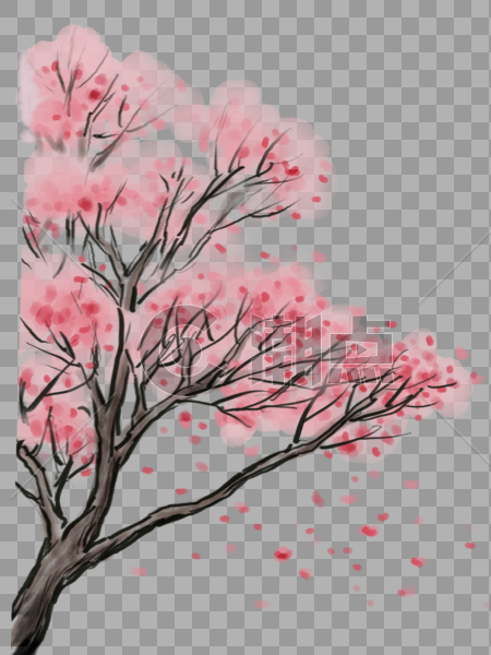 水墨画樱花树图片素材免费下载