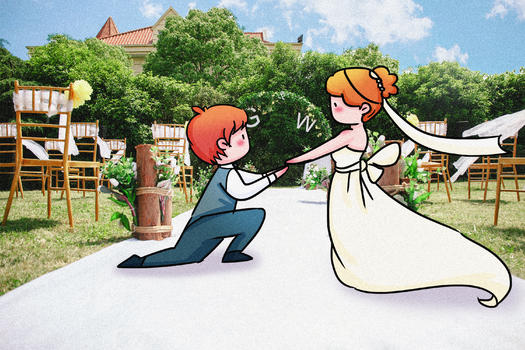 甜蜜婚礼创意摄影插画图片素材免费下载