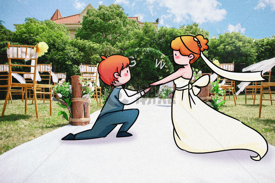 甜蜜婚礼创意摄影插画图片素材免费下载