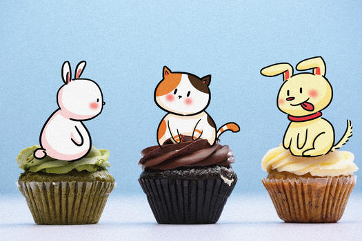 动物小蛋糕创意摄影插画图片素材免费下载