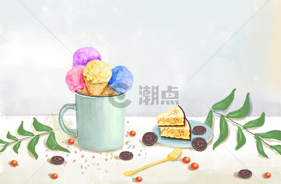 夏季清新甜点背景图片素材免费下载