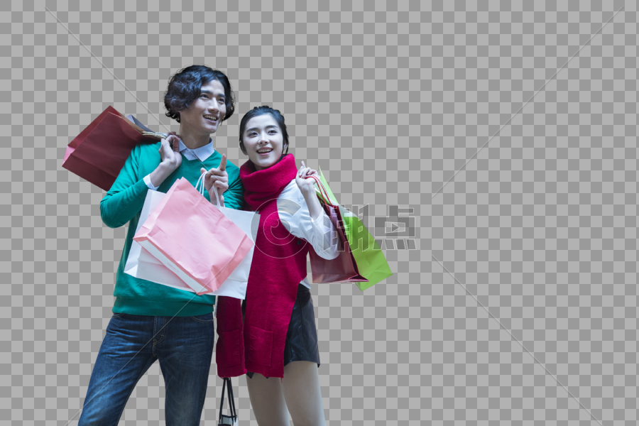 男女情侣在商场疯狂购物图片素材免费下载