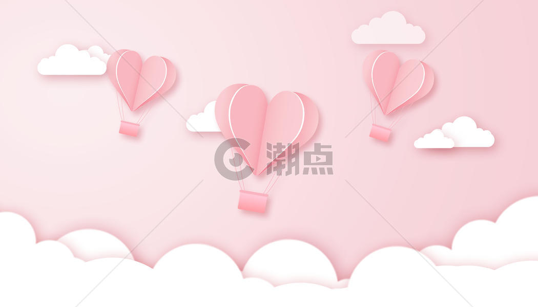 粉色爱心热气球图片素材免费下载
