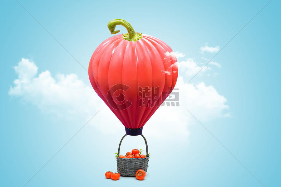 创意果蔬热气球图片素材免费下载