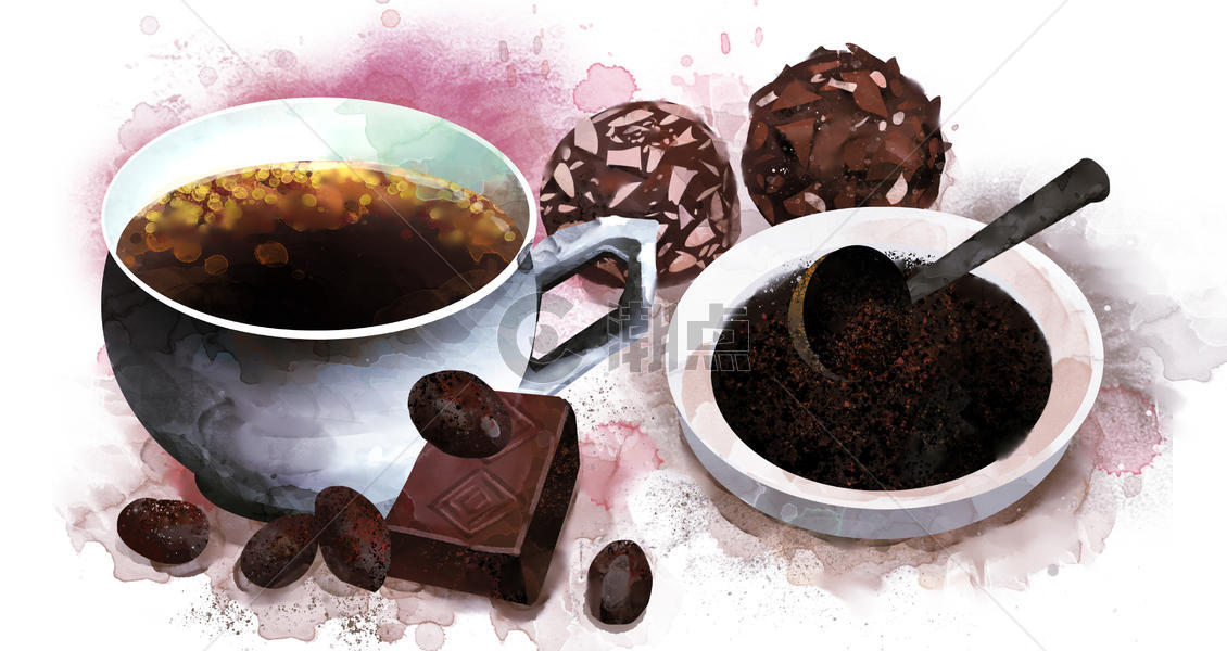咖啡巧克力插画图片素材免费下载