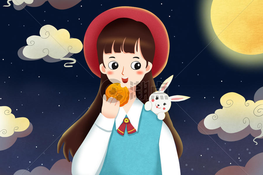 中秋吃月饼图片素材免费下载