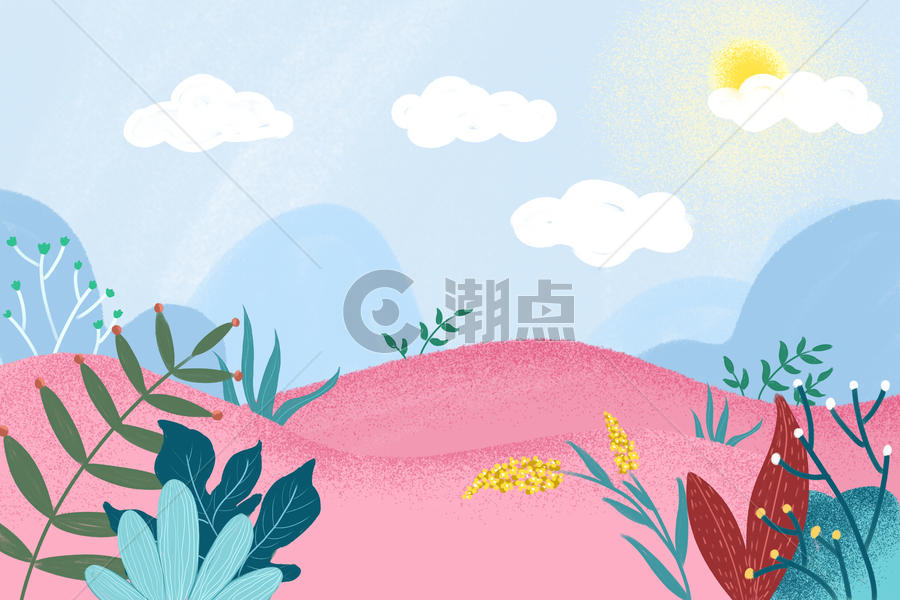 手绘植物花卉插画背景图片素材免费下载