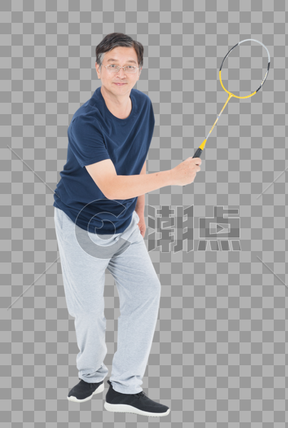 老年人运动健身打羽毛球图片素材免费下载