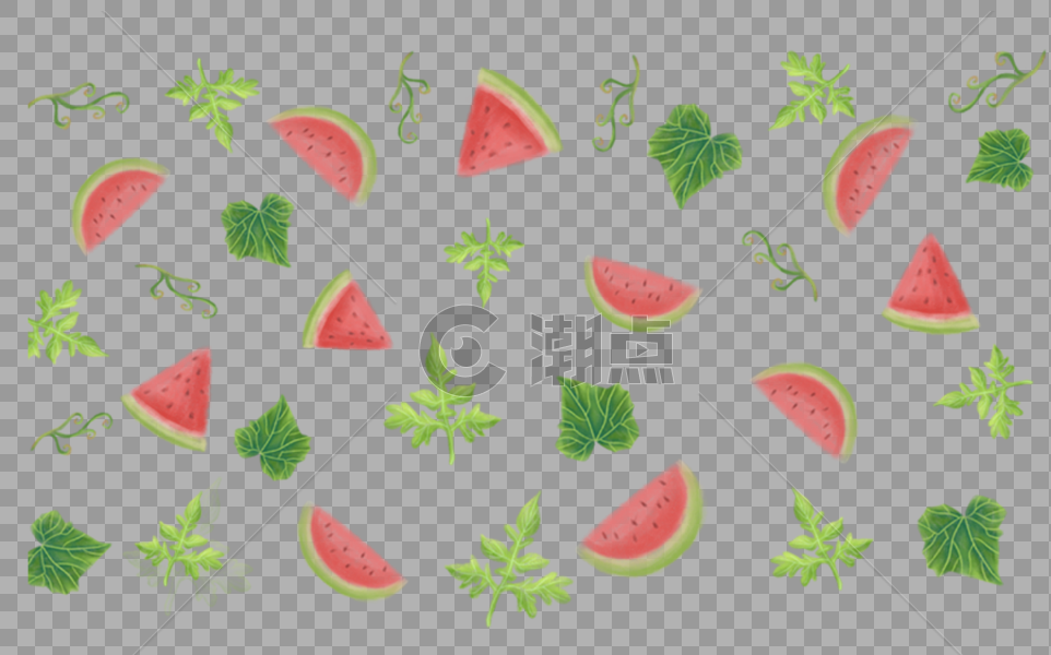 小清新绿叶西瓜植物底纹背景图片素材免费下载