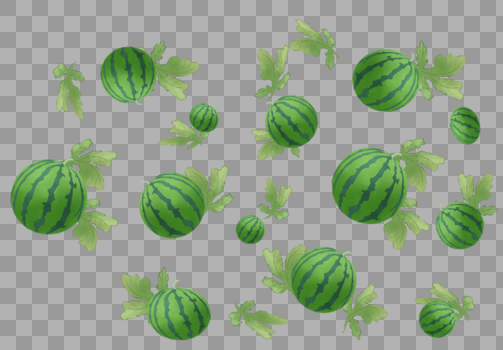 西瓜绿叶植物装饰图片素材免费下载