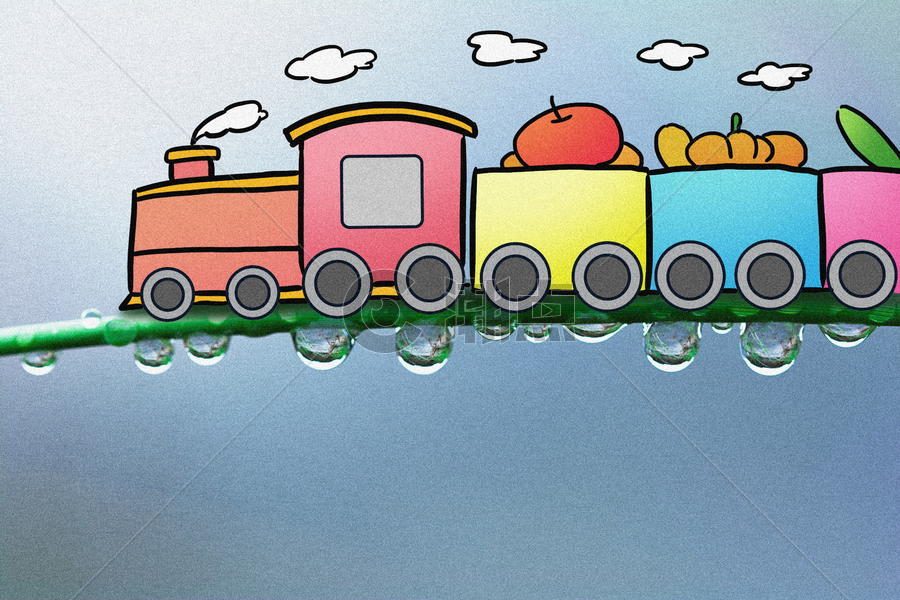 卡通小火车创意摄影插画图片素材免费下载