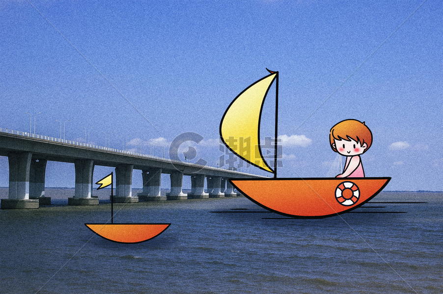 扬帆起航创意摄影插画图片素材免费下载