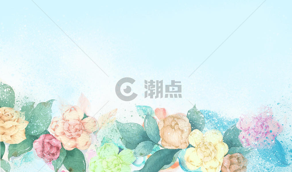 夏日鲜花水彩手绘背景图片素材免费下载