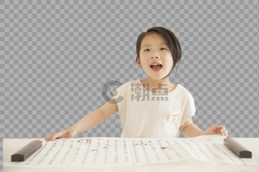 女孩在练习书法图片素材免费下载