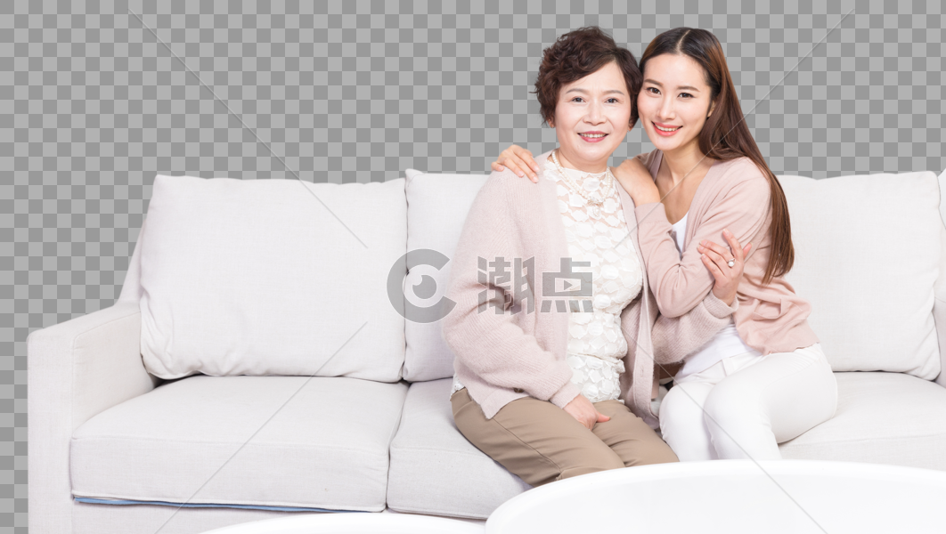 女儿和妈妈在客厅沙发聊天图片素材免费下载