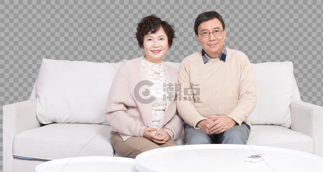 老年夫妻客厅坐着聊天图片素材免费下载